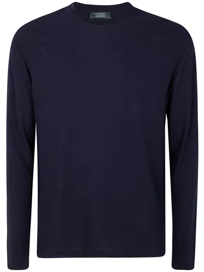 Zanone Long Sleeves Classic T-shirt In Blue