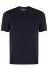 Zanone Regular-fit Cotton Knit Sweater With Ribbed Trims In Blu