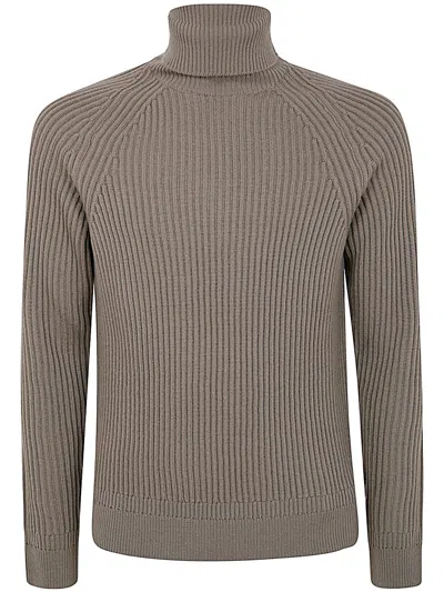 Zanone Slim Fit Turtle Neck Sweater In Brown