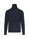 Zanone Wool Turtleneck Sweater In Blue
