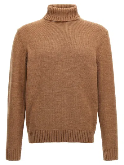 Zanone Turtle-neck Sweater In Brown