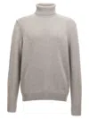 Zanone Wool Turtleneck Sweater With Classic Knit Texture In Gray