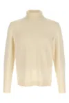 Zanone Wool Sweater With Turned-up Turtleneck And Ribbed Detailing In White