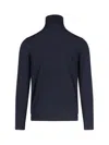 Zanone Turtleneck Sweater With Ribbed Cuffs And Hem In Blue