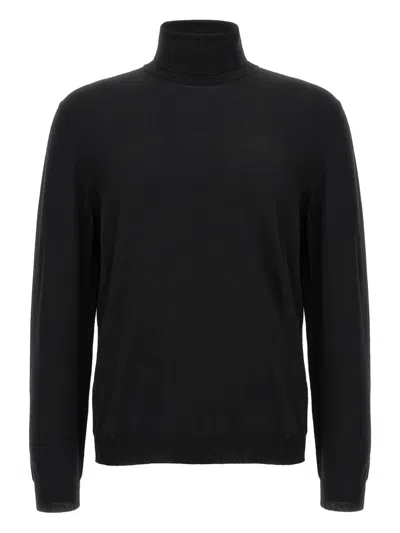 Zanone Turtleneck Cuffed-sleeve Sweater In Black