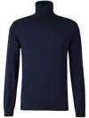 Zanone Wool Turtleneck Sweater In Blue