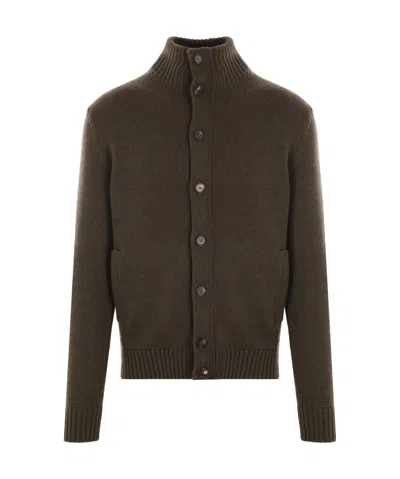 Zanone Turtleneck Sweater Cardigan In Black