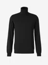 Zanone Ribbed Turtleneck Sweater Long Sleeves In Dark Green