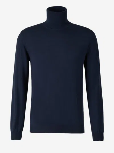 Zanone Turtleneck Sweater In Indigo Blue