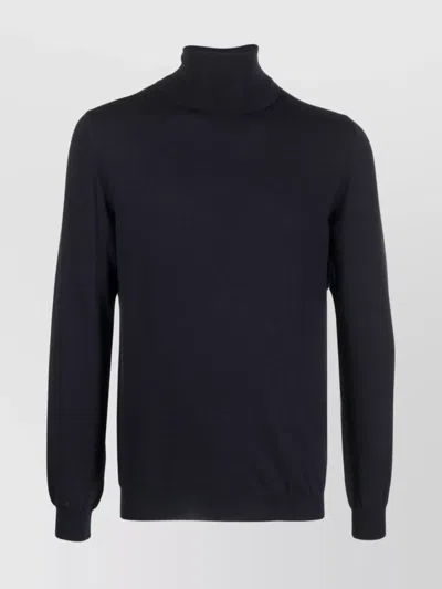 Zanone Turtleneck Sweater With Ribbed Cuffs And Hem In Black