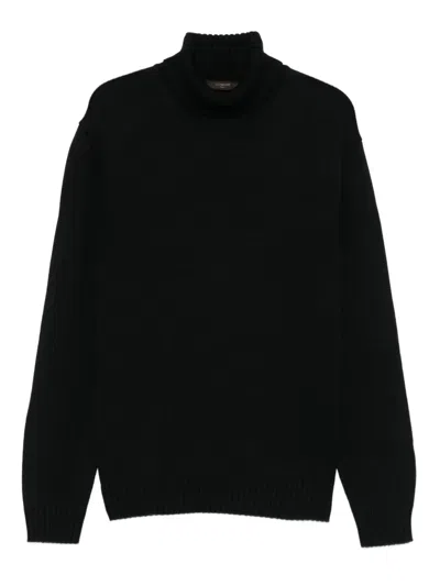 Zanone Turtleneck Wool Sweater In Black
