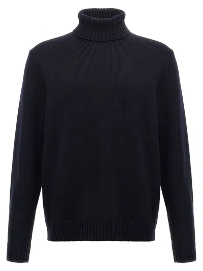 Zanone Turtleneck Wool Sweater In Navy