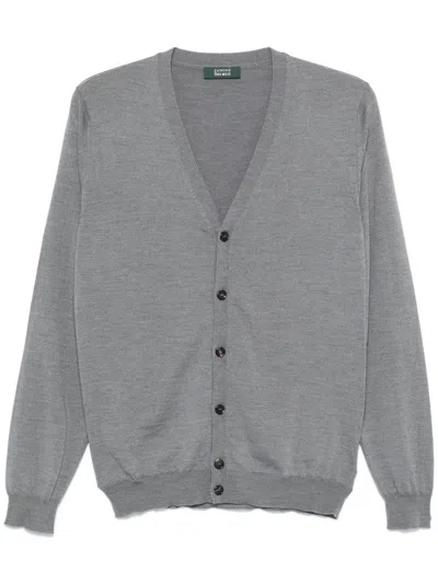 Zanone V-neck Cardigan In Grey