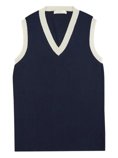 Zanone V-neck Colour-block Vest In Blue
