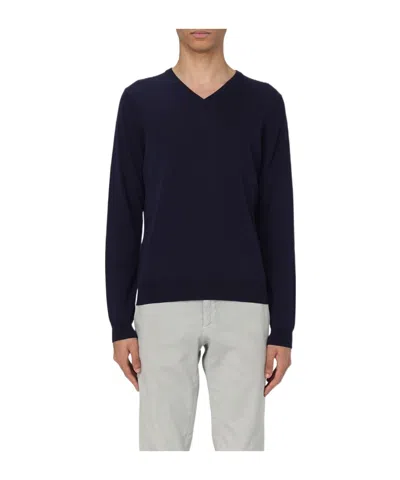 Zanone V-neck Cotton Jumper In Black