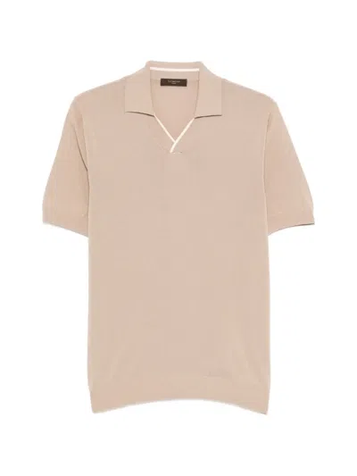 Zanone V-neck Short-sleeve T-shirt In Neutral
