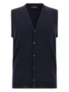 Zanone Sleeveless V-neck Ribbed Knit Vest In Blue
