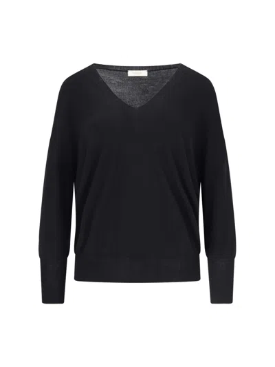Zanone Fine Knit V-neck Sweater In Black