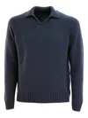 Zanone Navy V-neck Sweater With Raglan Sleeves In Blue