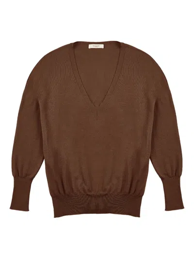Zanone V-neck Sweater In Brown