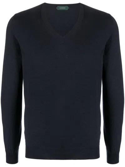 Zanone V-neck Sweater Clothing In Blue