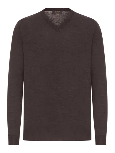Zanone V-neck Sweater In Fine Combed Wool In Purple