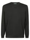 Zanone Minimalist V-neck Wool Sweater With Relaxed Fit In Black