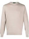 Zanone Virgin Wool Blend Crew-neck Jumper In Neutrals