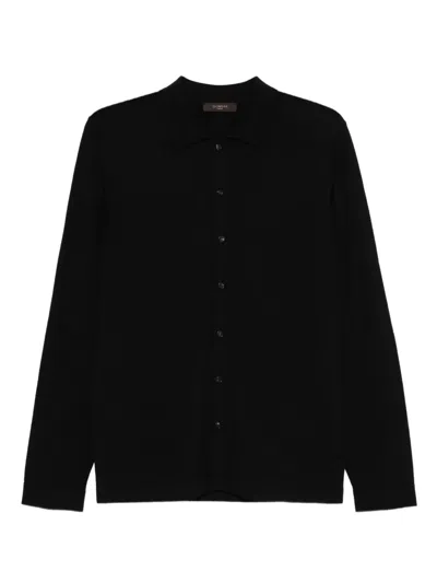 Zanone Virgin-wool Button-front Shirt In Black