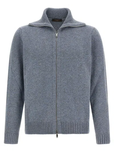 Zanone Virgin Wool Cardigan In Blue
