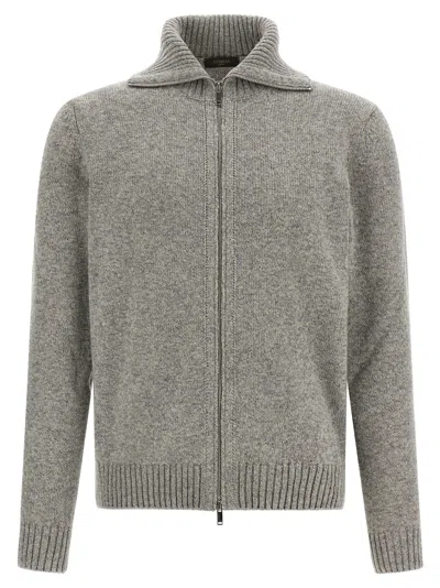 Zanone Virgin Wool Cardigan In Gray