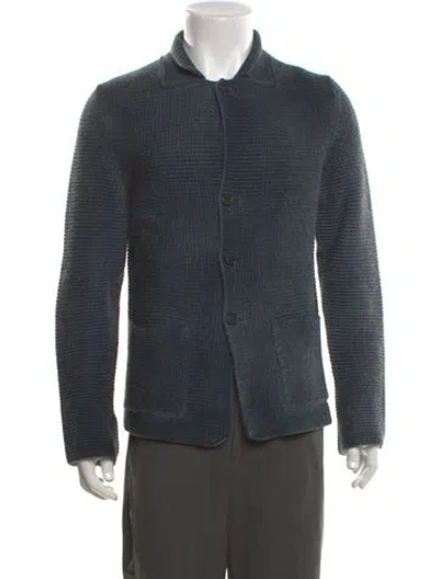 Pre-owned Zanone Virgin Wool Collar Cardigan In Grey