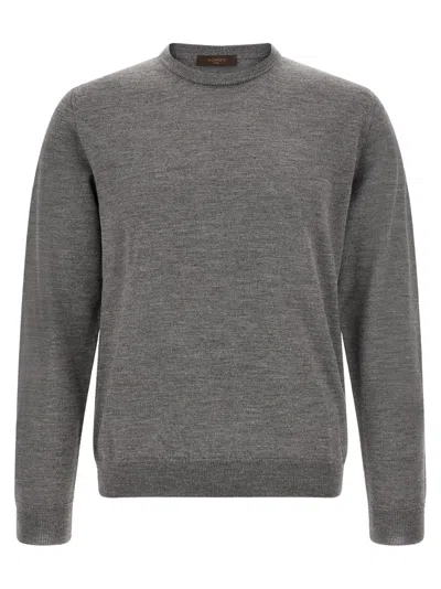 Zanone Virgin Wool Crew Neck Sweater In Gray