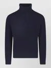 Zanone Ribbed Knit High-turtleneck Structured-texture Sweater In Blue