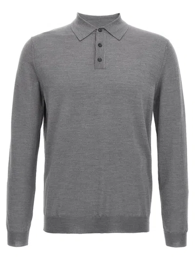 Zanone Virgin Wool Polo In Gray