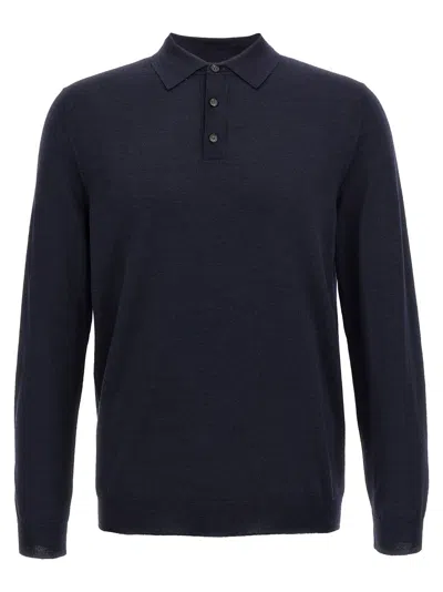Zanone Virgin Wool Polo In Navy