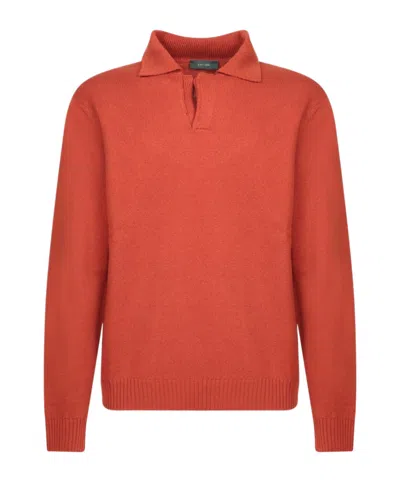Zanone Virgin Wool Polo Shirt In Red