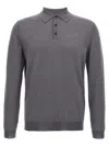 Zanone Virgin Wool Polo Shirt With Button Placket And Cuffed Sleeves In Gray