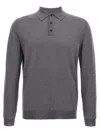 Zanone Virgin Wool Polo Shirt With Button Placket And Cuffed Sleeves In Gray