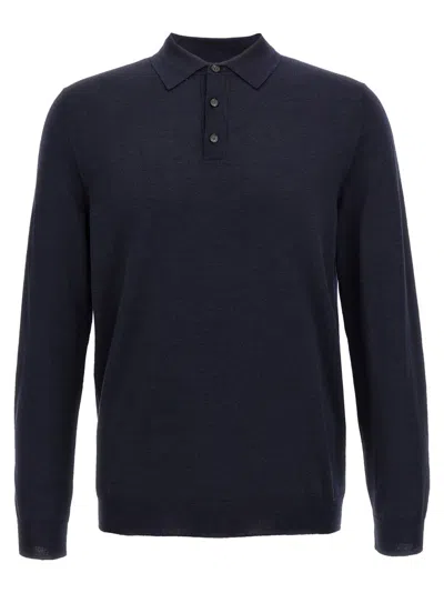 Zanone Virgin Wool Polo Shirt In Blue