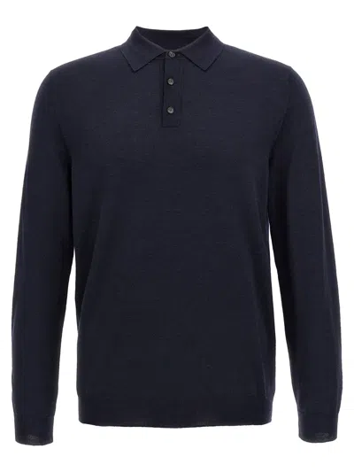 Zanone Virgin Wool Polo Shirt In Blue
