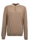 Zanone Wool Knit Polo Shirt With Classic Collar And Cuffed Sleeves In Brown