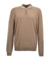 Zanone Wool Knit Polo Shirt With Classic Collar And Cuffed Sleeves In Brown