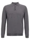 Zanone Virgin Wool Polo Shirt With Button Placket And Cuffed Sleeves In Gray