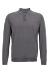 Zanone Virgin Wool Polo Shirt With Button Placket And Cuffed Sleeves In Gray