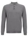 Zanone Virgin Wool Polo Shirt With Button Placket And Cuffed Sleeves In Gray