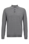 Zanone Virgin Wool Polo Shirt With Button Placket And Cuffed Sleeves In Gray