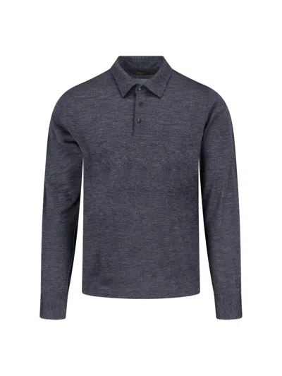 Zanone Virgin Wool Polo Shirt In Gray