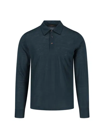 Zanone Virgin Wool Polo Shirt In Green