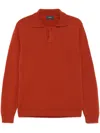 Zanone Slim Fit Long Sleeve Orange Polo Shirt In Orange